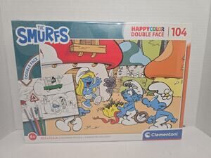 Rare Clementoni 104 piece DoubleFace jigsawpuzzle The Smurfs With Markers